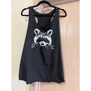 Black Raccoon Graphic Racerback Tank Top – Size XL